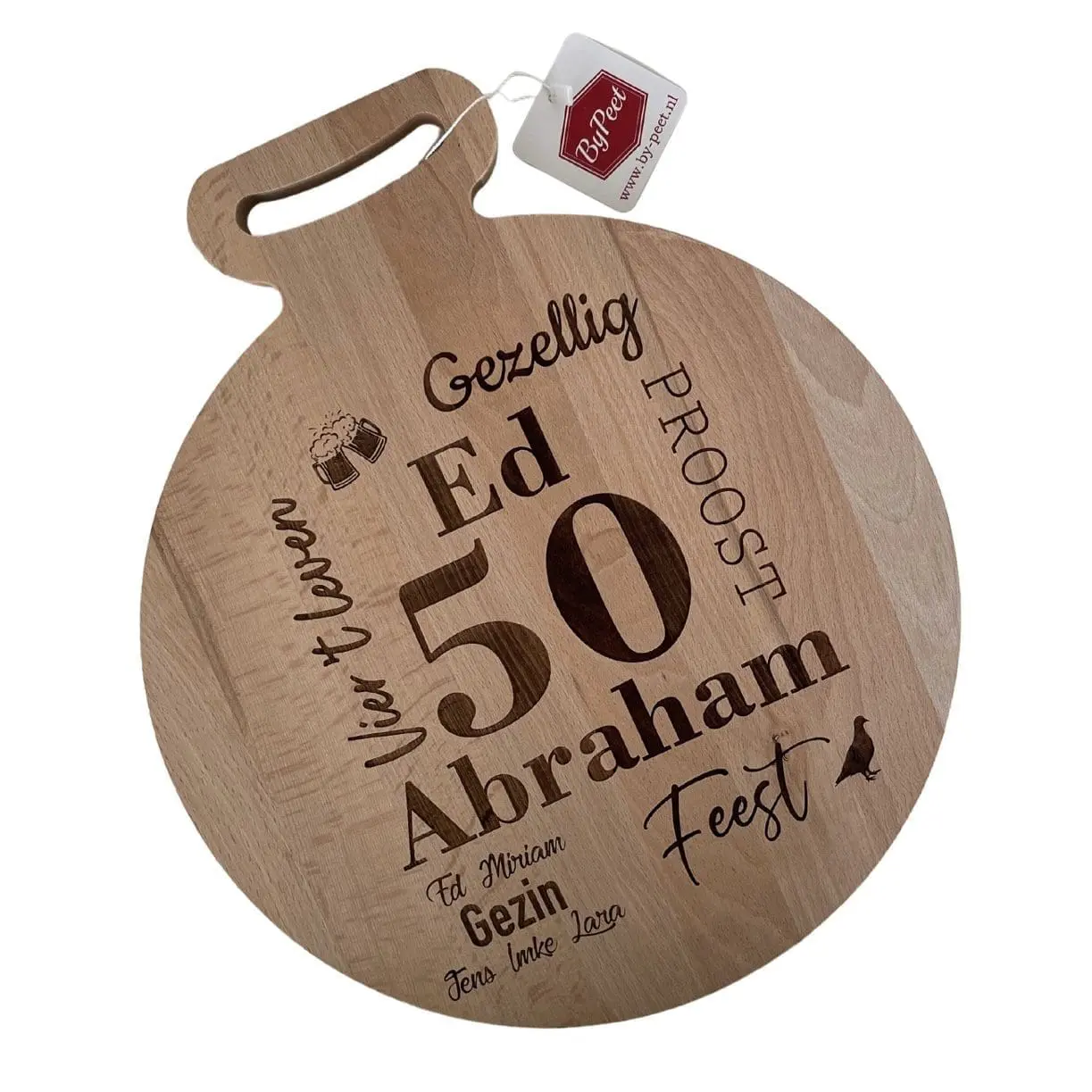 planked Ronde houten hapjesplank Abraham of Sarah - Afbeelding 1