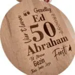 Ronde houten hapjesplank Abraham of Sarah - Afbeelding 2